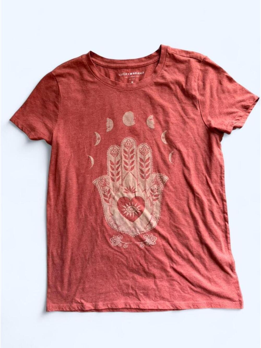 Lucky Brand Women's Orange and Pink Tshirt